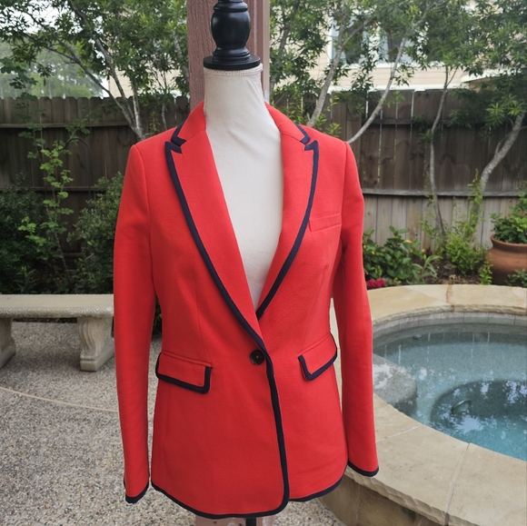 Boden Jackets & Blazers - Boden blazer  Picardy Tipped Blazer Single Button Front Wool Blend RED  6R